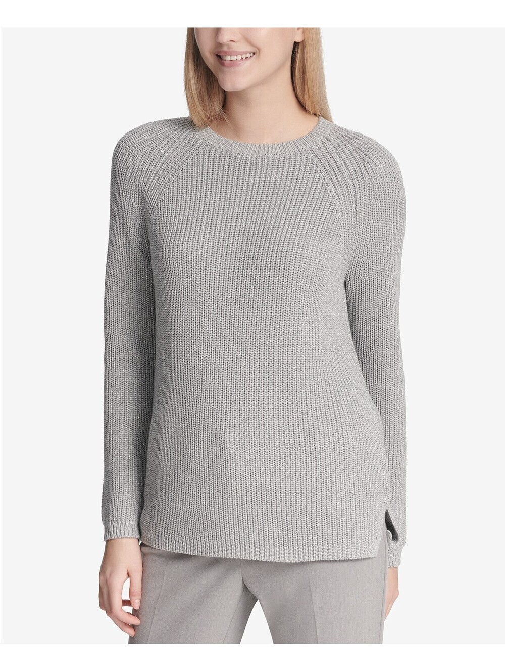 Calvin Klein Womens Metallic Ribbed Knit Sweater Size M